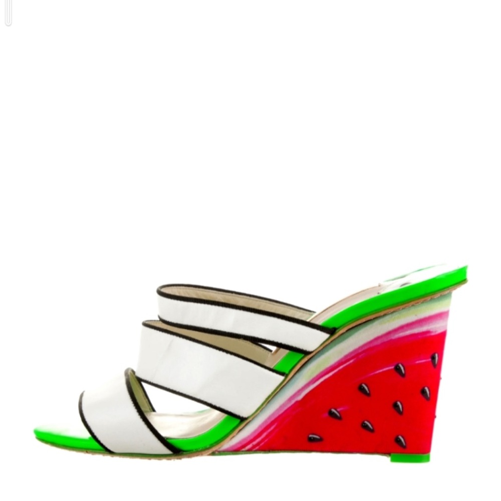 SOPHIA WEBSTER Watermelon Wedge Sandals Size US 6 or EU 36.5 Neon Green …